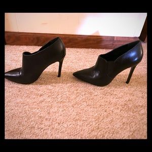 Black leather booties